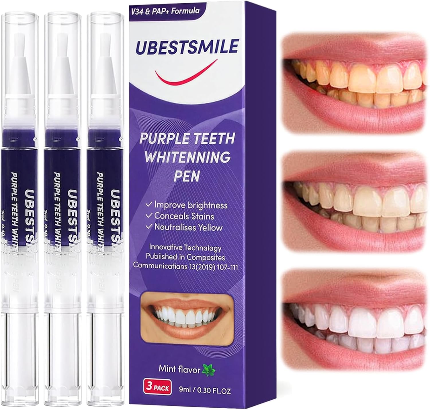 UBESTSMILE V34&PAP+ Formula Pu - Teeth Whitening Pens recension och pris